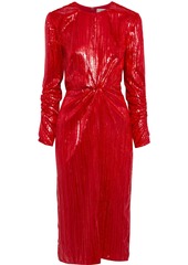 Diane Von Furstenberg Woman Mallory Twist-front Metallic Velvet Midi Dress Red
