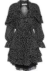 Diane Von Furstenberg Woman Martina Ruffled Printed Chiffon Mini Wrap Dress Black