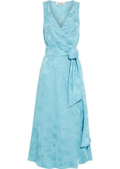 Diane Von Furstenberg Woman Moira Satin-jacquard Midi Wrap Dress Turquoise