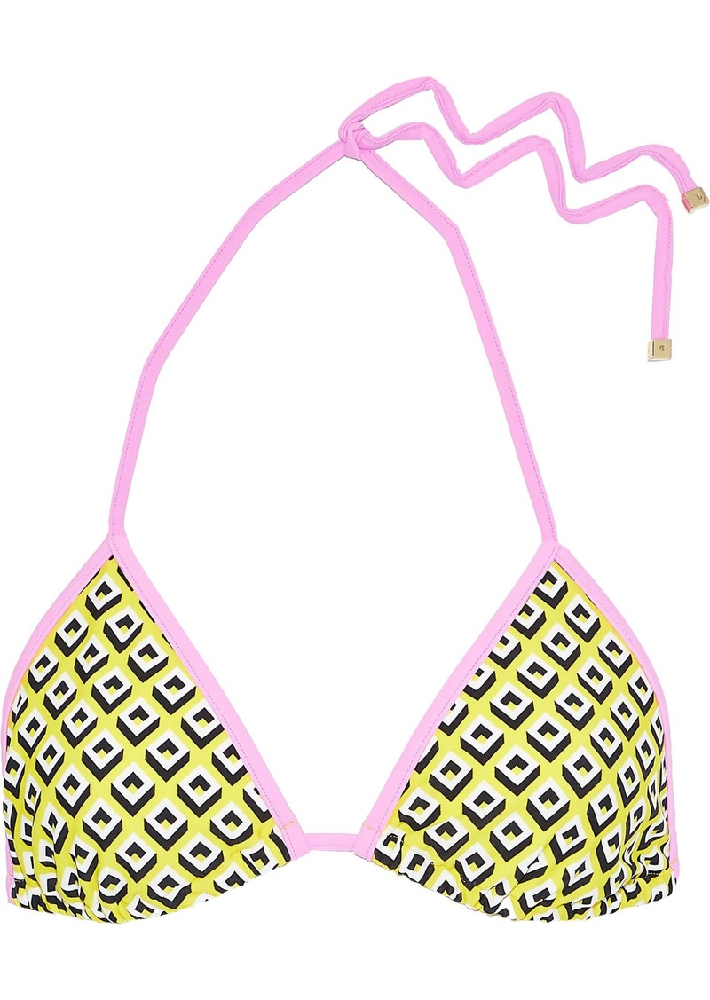 Diane Von Furstenberg Woman Moss Printed Triangle Bikini Top Yellow
