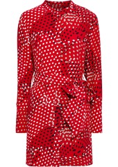 Diane Von Furstenberg Woman Nomie Belted Printed Crepe Mini Dress Red