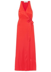Diane Von Furstenberg Woman Paola Satin Wrap Gown Tomato Red