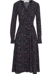 Diane Von Furstenberg Woman Peony Pleated Printed Crepe Midi Dress Black