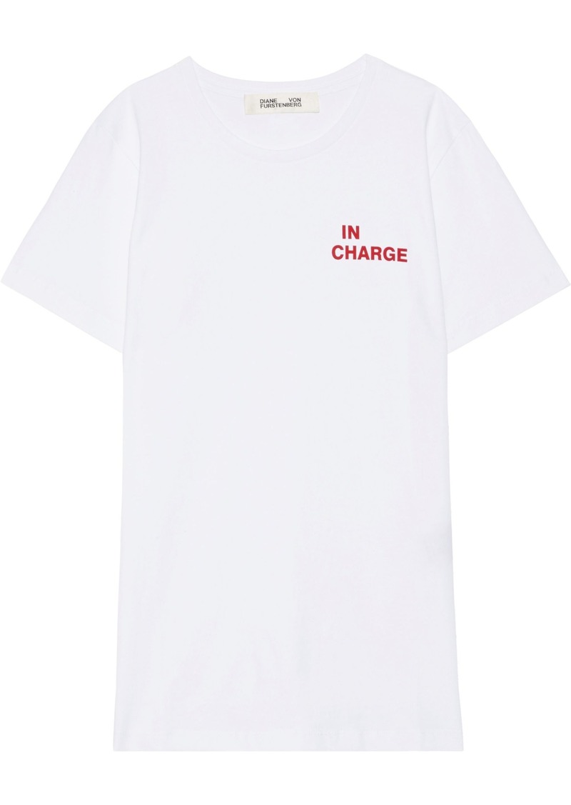 Diane Von Furstenberg Woman Printed Cotton-jersey T-shirt White