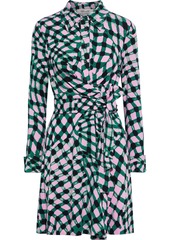 Diane Von Furstenberg Woman Printed Jersey Mini Wrap Dress Bubblegum