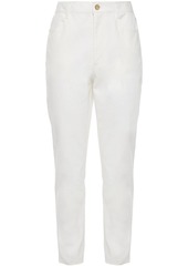 Diane Von Furstenberg Woman Reggie Cropped Stretch-cotton Slim-leg Pants Off-white