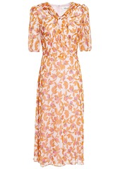 Diane Von Furstenberg Woman Remina Knotted Floral-print Silk-georgette Midi Dress Orange