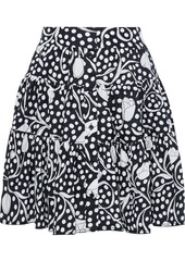 Diane Von Furstenberg Woman Rosie Tiered Printed Cotton-poplin Mini Skirt Midnight Blue