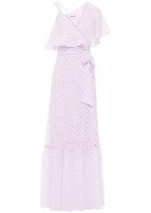 Diane Von Furstenberg Woman Ruffled Fil Coupé Chiffon Maxi Wrap Dress Lavender