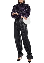 Diane Von Furstenberg Woman Sala Cropped Metallic Leopard-print Velvet Turtleneck Top Purple