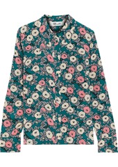 Diane Von Furstenberg Woman Samson Floral-print Silk Crepe De Chine Shirt Petrol