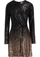 Diane Von Furstenberg Woman Savanna Twist-front Dégradé Sequined Jersey Mini Dress Black