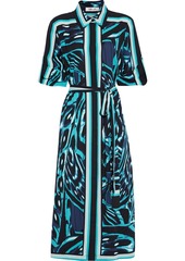 Diane Von Furstenberg Woman Sogol Printed Crepe De Chine Midi Shirt Dress Turquoise
