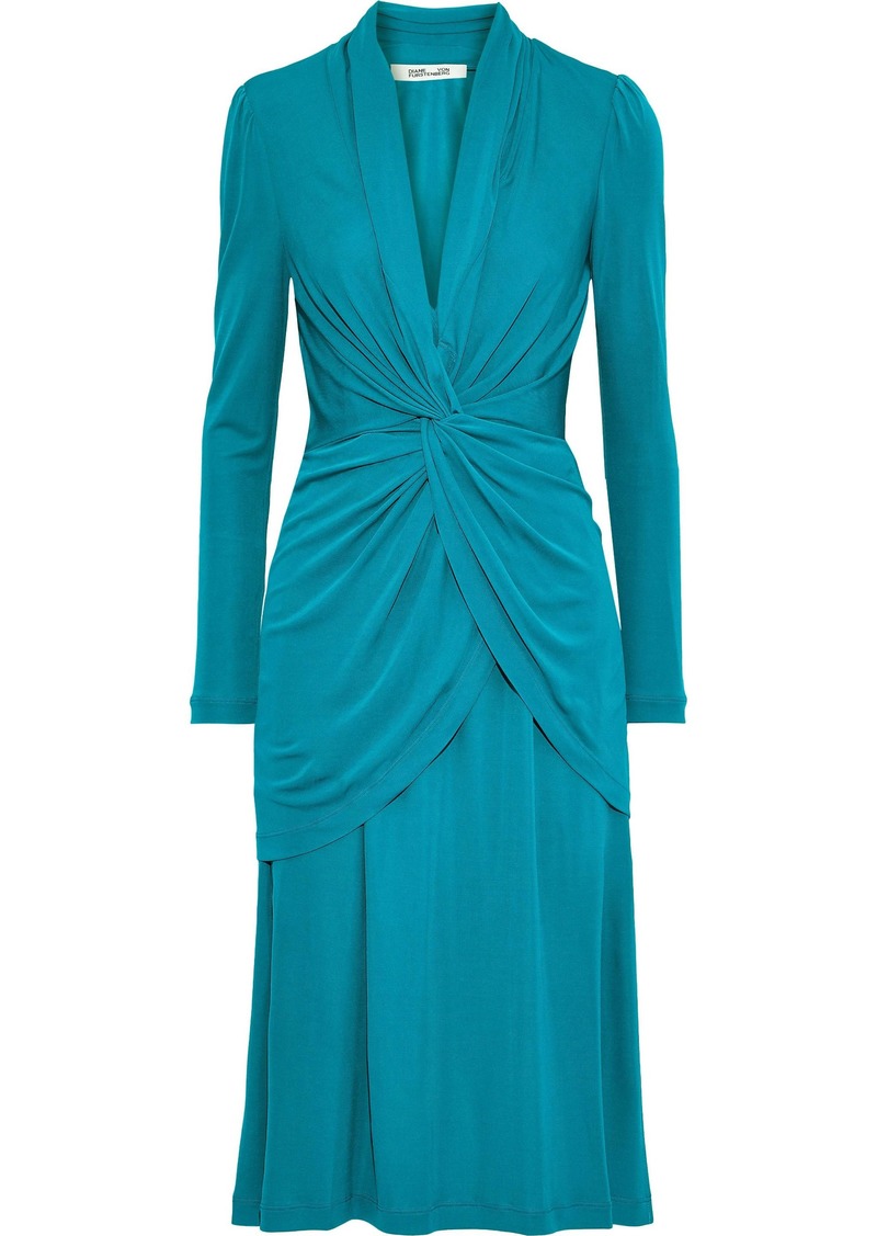 Diane Von Furstenberg Woman Stacia Twist-front Layered Jersey Dress Teal