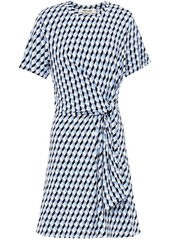 Diane Von Furstenberg Woman Theresa Tie-front Printed Stretch-jersey Mini Dress Light Blue