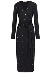 Diane Von Furstenberg Woman Tilli Appliquéd Crepe De Chine Midi Wrap Dress Black
