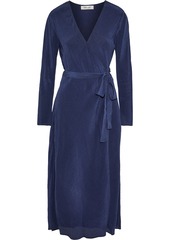 Diane Von Furstenberg Woman Tilly Crinkled-tencel Midi Wrap Dress Navy
