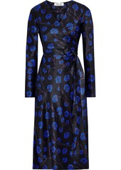 Diane Von Furstenberg Woman Tilly Floral-print Silk-satin Midi Wrap Dress Black