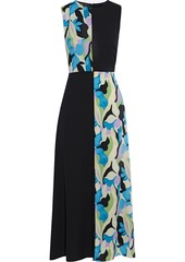 Diane Von Furstenberg Woman Verona Paneled Printed Silk-blend Crepe De Chine Midi Dress Black