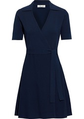 Diane Von Furstenberg Woman Zyla Ribbed And Stretch-knit Mini Wrap Dress Navy