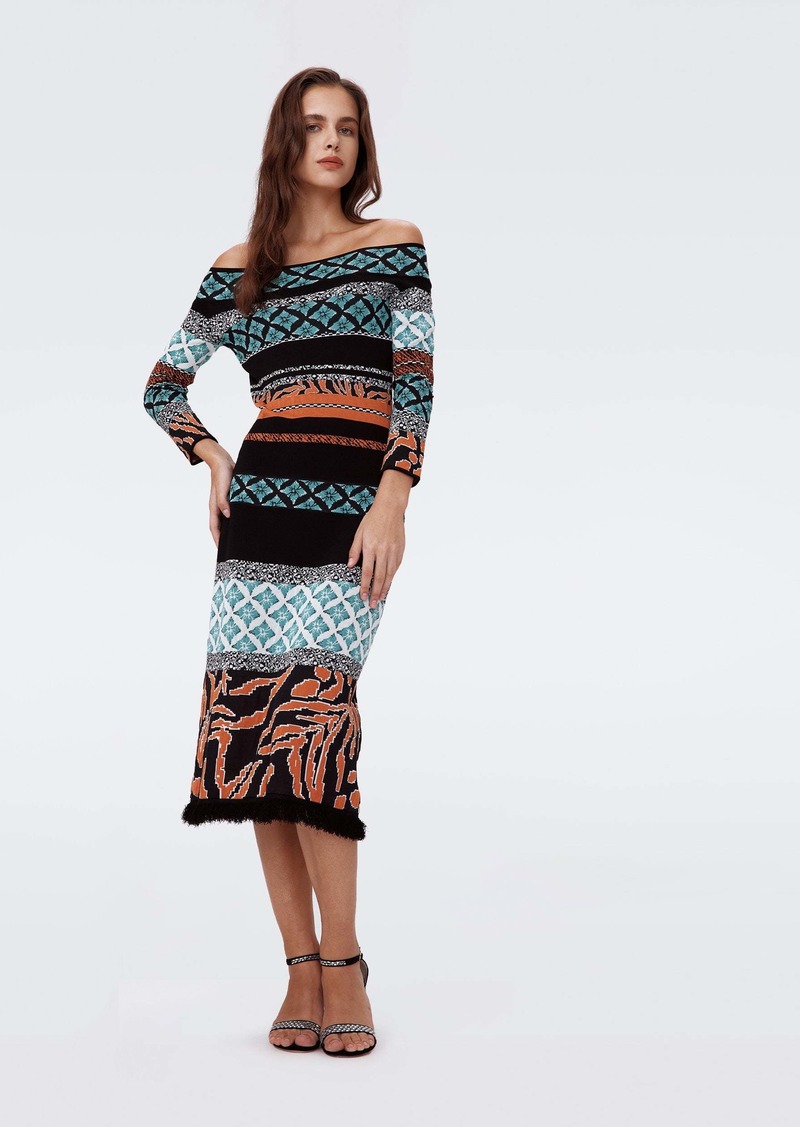 "DVF - Ellanor Knit Jacquard Dress by Diane Von Furstenberg