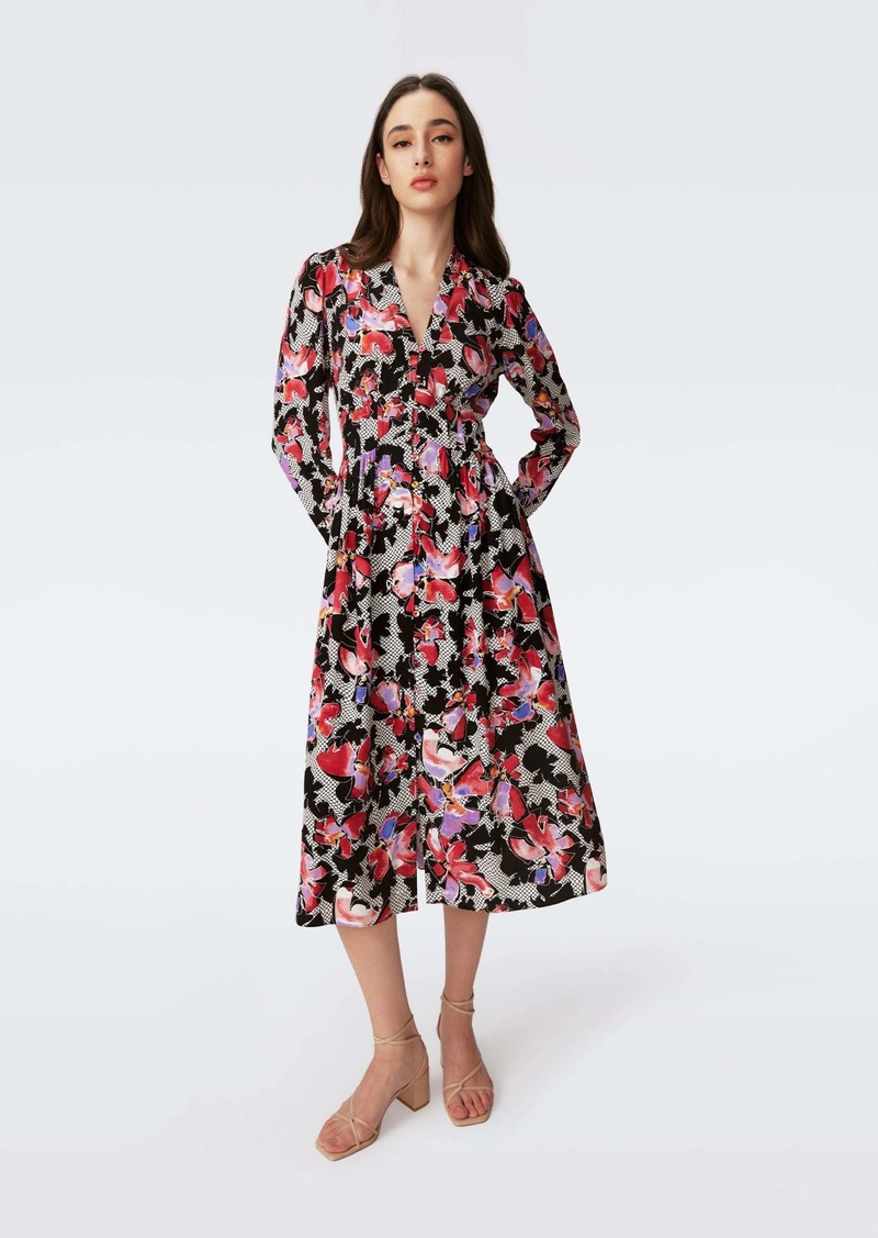 "DVF - Erica Long Sleeve Midi Dress by Diane Von Furstenberg