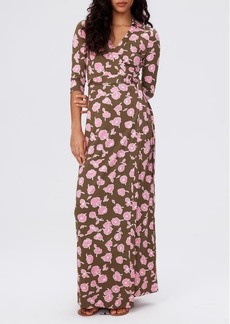 Diane Von Furstenberg DVF Abigail Floral Silk Wrap Maxi Dress