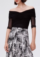 Diane von Furstenberg Alex Off the Shoulder Mesh Top