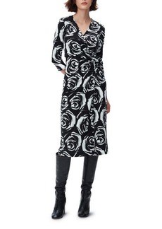 Diane Von Furstenberg DVF Borris Rose Print Faux Wrap Dress