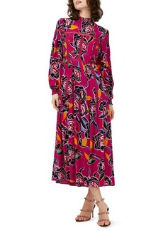 Diane Von Furstenberg DVF Cherie Floral Long Sleeve Midi Dress