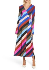 DVF Diane von Furstenberg Stripe Silk Wrap Midi Dress