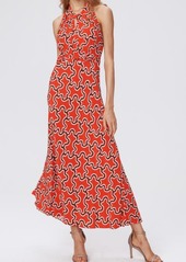 Diane von Furstenberg Nyck Abstract Print Halter Neck Midi Dress