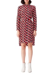 Diane Von Furstenberg DVF Prita Print Long Sleeve Silk Shirtdress
