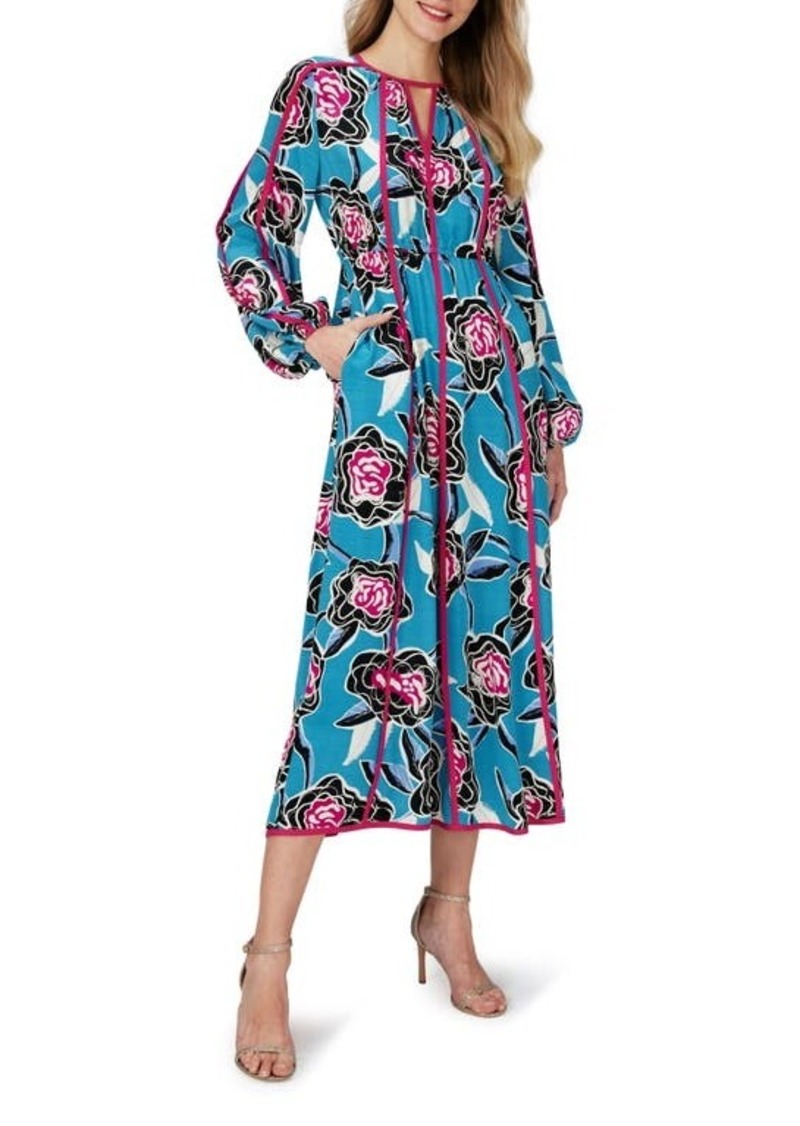 Diane Von Furstenberg DVF Scott Floral Long Sleeve Midi Dress