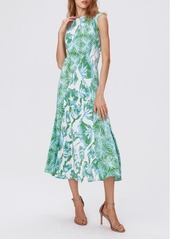 Diane von Furstenberg Sunniva Mixed Print Midi Dress