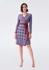 Diane Von Furstenberg Eileen Knit Wrap Dress in Tartan