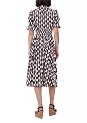 Diane Von Furstenberg Erica Geometric Cotton-Blend Midi-Shirtdress
