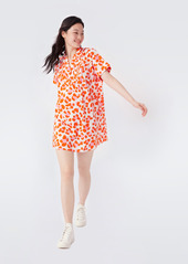 Diane Von Furstenberg Fiona Cotton-Poplin Mini Dress in Summer Leopard Large Tomato Red