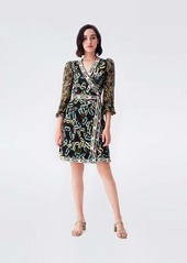 Diane Von Furstenberg Gala Silk-Jersey & Chiffon Mini Wrap Dress in Modern Chain