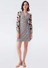 Diane Von Furstenberg Gala Silk-Jersey & Chiffon Mini Wrap Dress in Rectangles