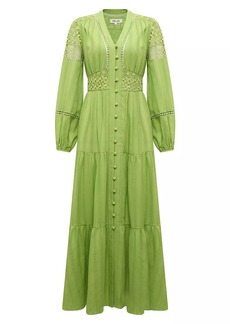 Diane Von Furstenberg Gigi Embroidered Tiered Maxi Dress