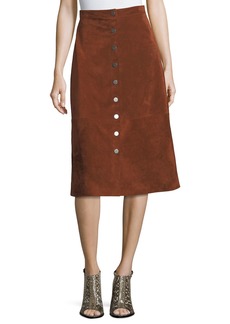 Diane Von Furstenberg Gracelynn Button-Front Suede Skirt