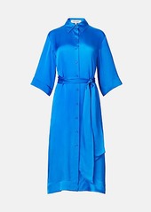 Diane Von Furstenberg Hammered Satin Belted Shirt Dress