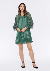 Diane Von Furstenberg Heidi Chiffon-Blend Mini Dress in 3D Chain Green