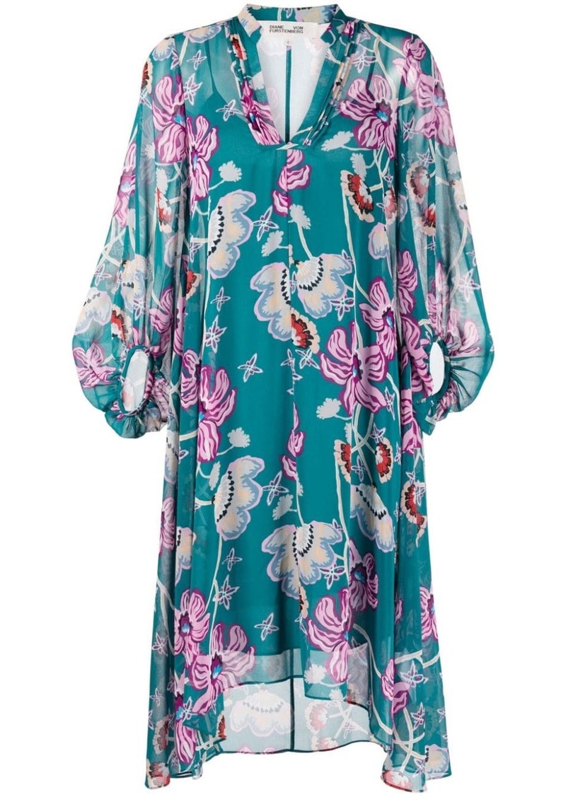 Diane Von Furstenberg Ileana Ocean Tide-print chiffon dress