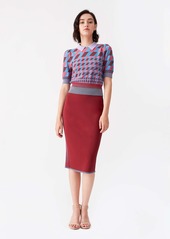 Diane Von Furstenberg Joyce Knit Pencil Skirt in Wine Red