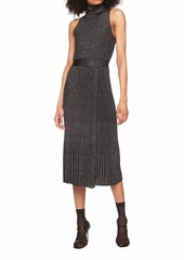 Diane Von Furstenberg Lennon Turtleneck Sleeveless Metallic Wool Midi Dress