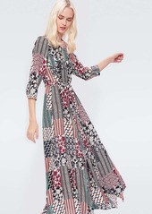 Diane Von Furstenberg Lily Silk-Viscose Voile Maxi Dress in Ibiza Quilt Natural