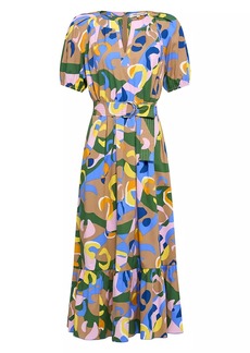 Diane Von Furstenberg Lindy Geometric Belted Midi-Dress