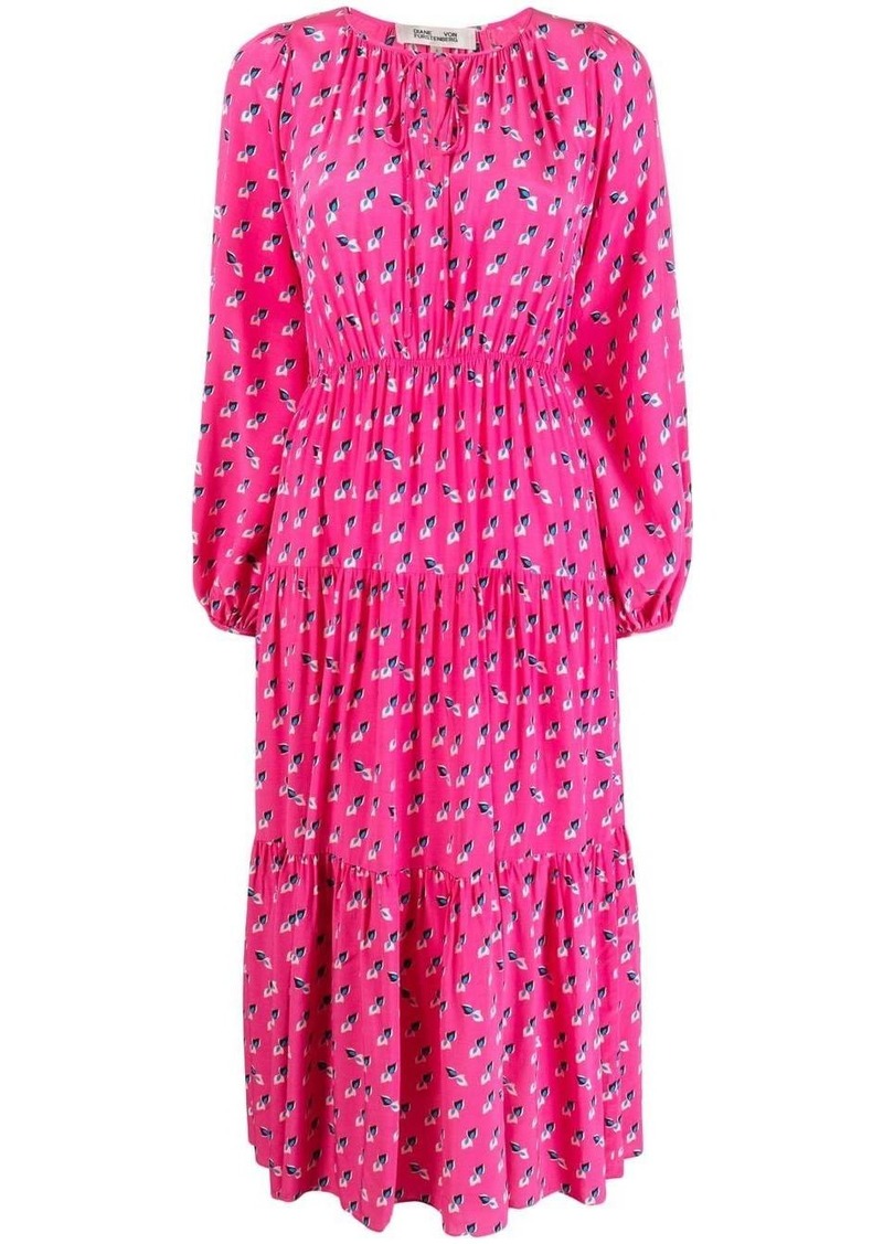 Diane Von Furstenberg long-sleeved round neck midi dress